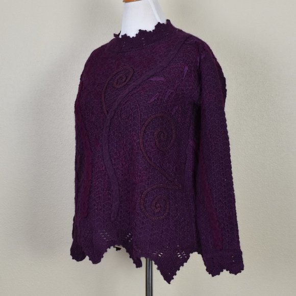 Peruvian Connection Alpaca Scalloped Sweater - Picture 2 of 7